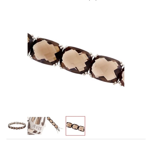 Sterling 42.00 CT TW Checkerboard Faceted Smoky Quartz Bracelet/7 1/4 Inches/NEW - Picture 4 of 5